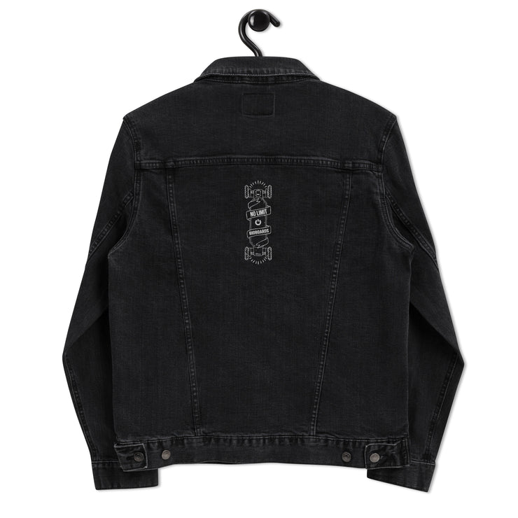 Unisex denim jacket dark BB logo + back skate design