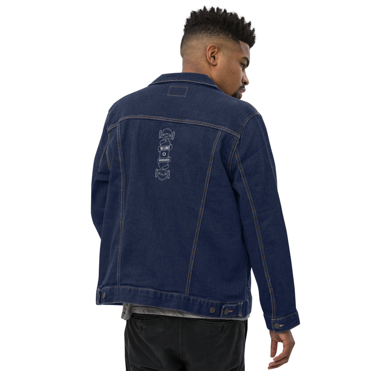 Unisex denim jacket dark BB logo + back skate design