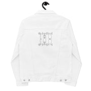 Unisex denim jacket white BB logo + back skate design